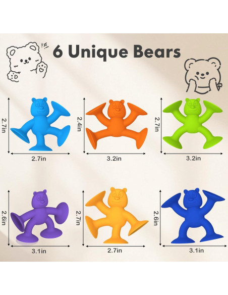 Juguetes de baño de silicona con succión 6 PCS para bebés