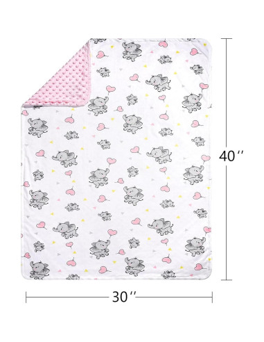 Manta de Bebé DíasU Micro Terciopelo Elefante Rosa 76x102 cm