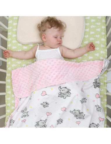 Manta de Bebé DíasU Micro Terciopelo Elefante Rosa 76x102 cm