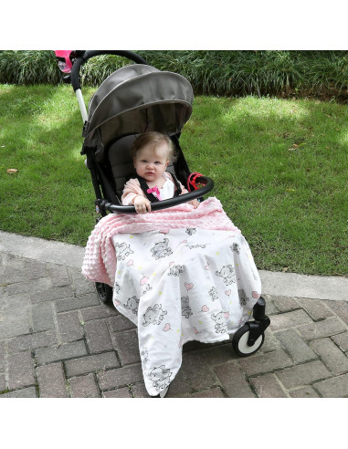 Manta de Bebé DíasU Micro Terciopelo Elefante Rosa 76x102 cm