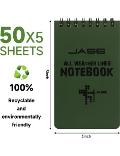 Cuaderno Espiral Impermeable Yamadura Verde 3x5" 5 Piezas 2