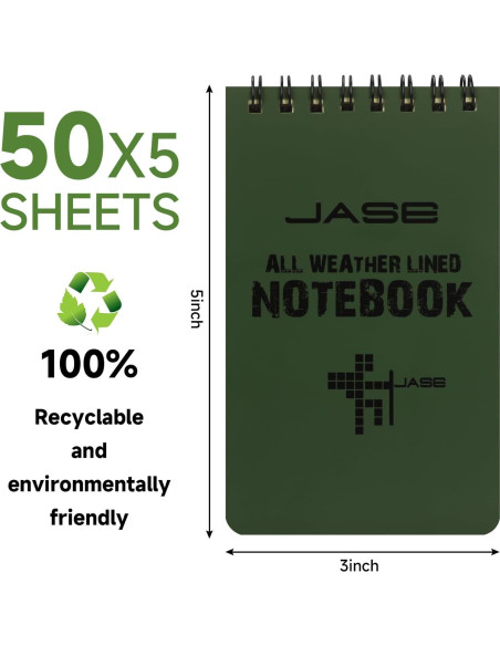 Cuaderno Espiral Impermeable Yamadura Verde 3x5" 5 Piezas Cuaderno Espiral Impermeable Yamadura Verde 3x5" 5 Piezas