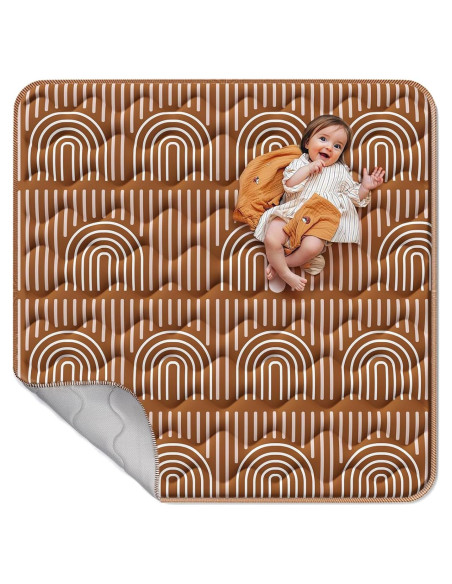 Alfombra de Juego Antideslizante Mallify 127cm x 127cm Marrón