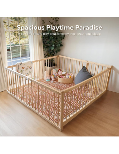 Alfombra de Juego Antideslizante Mallify 127cm x 127cm Marrón