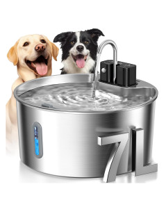 Fuente de Agua Inalámbrica Voluas 7L para Perros Acero Inoxidable