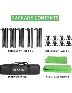 Kit de fondo portátil verde 2.4m x 5m GSKAIWEN con soporte 2