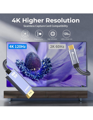 Cable USB-C a HDMI 4K 2m Guermok - Compatible con Laptops