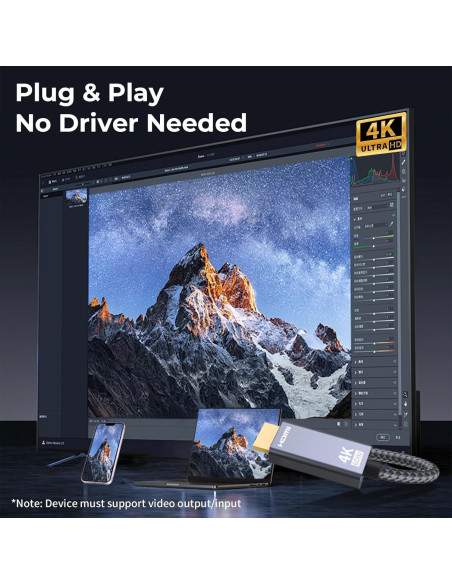 Cable USB-C a HDMI 4K 2m Guermok - Compatible con Laptops