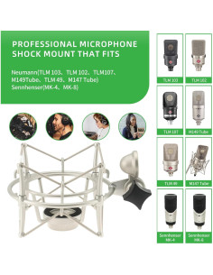 Soporte de micrófono ZibugZag con amortiguación - Compatible Neumann TLM 2