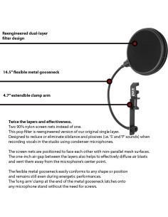 Filtro Pop de Micrófono LyxPro MOP-28 Doble Capa 160mm 2