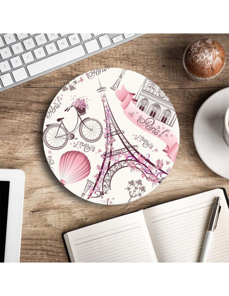 Alfombrilla de Ratón Nphuriy Rosa París Floral 20cm Antideslizante Alfombrilla de Ratón Nphuriy Rosa París Floral 20cm Antideslizante