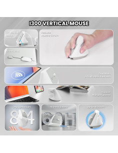 Ratón Inalámbrico A.JAZZ I300 Ergonómico Blanco 800/1200/1600 DPI 2