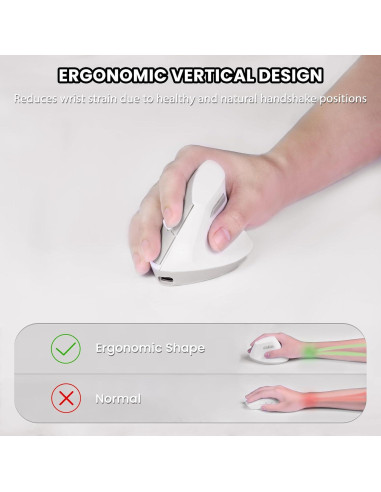 Ratón Inalámbrico A.JAZZ I300 Ergonómico Blanco 800/1200/1600 DPI