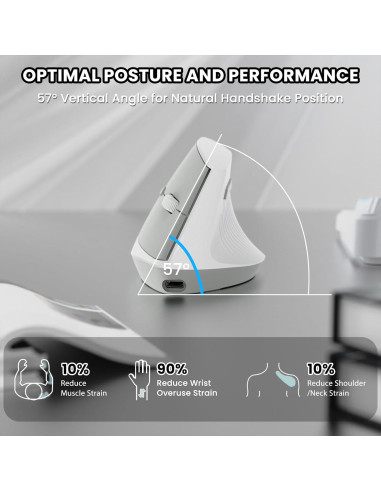 Ratón Inalámbrico A.JAZZ I300 Ergonómico Blanco 800/1200/1600 DPI