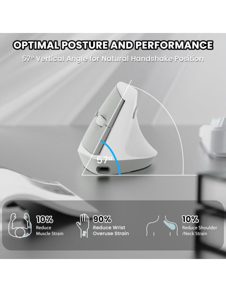 Ratón Inalámbrico A.JAZZ I300 Ergonómico Blanco 800/1200/1600 DPI