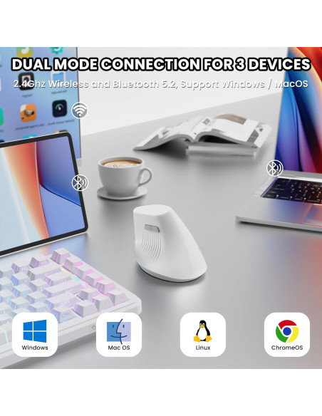 Ratón Inalámbrico A.JAZZ I300 Ergonómico Blanco 800/1200/1600 DPI