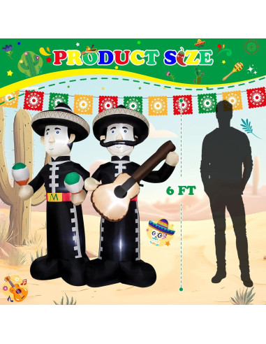 Inflable Gigante Mariachi LED 1.83m KITBONIS - Decoración Fiesta