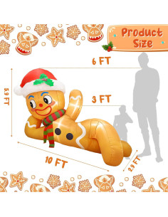 Inflable Navidad Hombre de Jengibre 1.68m OurWarm con LED 2