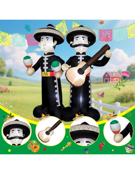 Inflable Gigante Mariachi LED 1.83m KITBONIS - Decoración Fiesta
