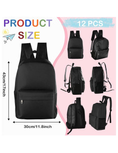 Paquete de 12 Mochilas Escolares Negras 17" Tevxj 2