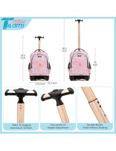 Mochila Rodante NEW TILAMI 18 Pulgadas Flores Rosa para Niños 2