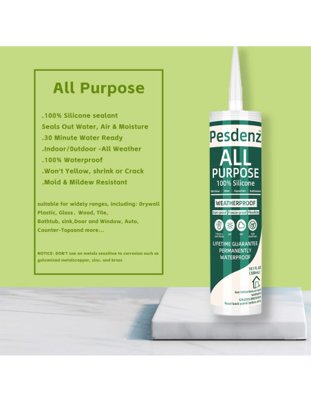 Sellador de Silicona Universal Pesdenz Gris 284 g - 100% Impermeable