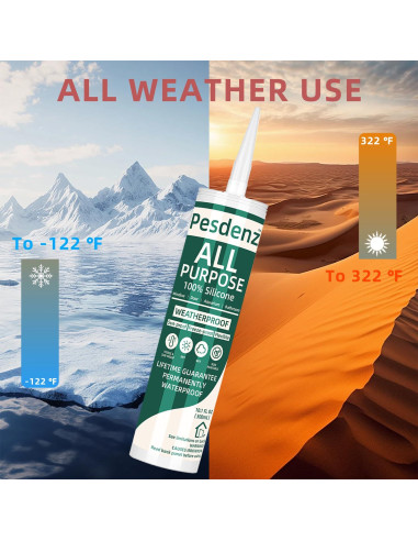 Sellador de Silicona Universal Pesdenz Gris 284 g - 100% Impermeable