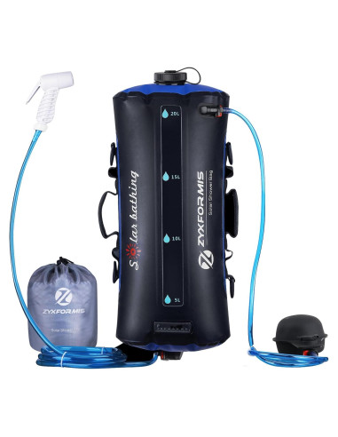 Bolsa de Ducha Camping Zyxformis 20L con Bomba de Pie