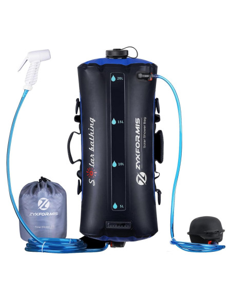 Bolsa de Ducha Camping Zyxformis 20L con Bomba de Pie