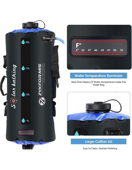 Bolsa de Ducha Camping Zyxformis 20L con Bomba de Pie