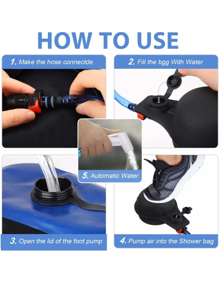 Bolsa de Ducha Camping Zyxformis 20L con Bomba de Pie