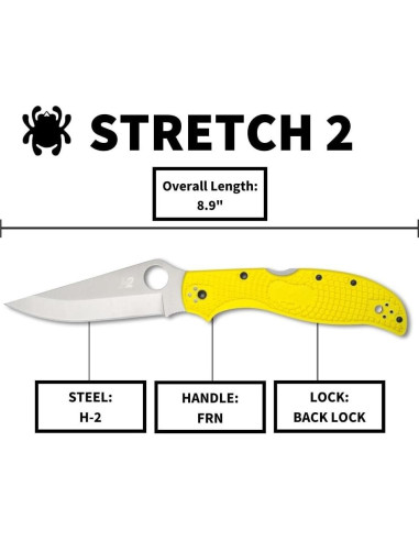Cuchillo de bolsillo plegable Spyderco Salt 2 XL amarillo 10.16 cm