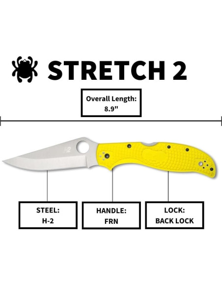 Cuchillo de bolsillo plegable Spyderco Salt 2 XL amarillo 10.16 cm
