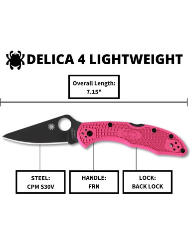 Cuchillo Spyderco Delica 4 Ligero CPM S30V Hoja Negra 7.62cm