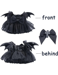 Conjunto Ropa Halloween Muñeca 17cm Vestido Murciélago Negro 2