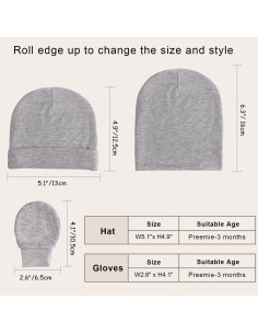 Conjunto de Gorro y Manoplas AQOKKA Bebés 0-3 Meses 2