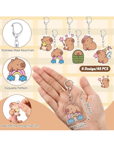 Llaveros de Capibara Quelay - 48 Pcs Acrílico para Fiesta