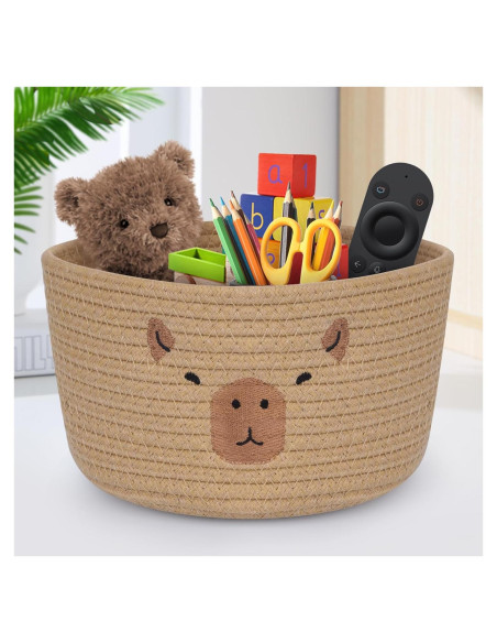 Cesta de Almacenamiento Tejida LSYDCARM Capibara 24x13 cm Marrón