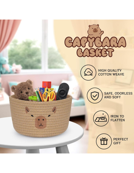 Cesta de Almacenamiento Tejida LSYDCARM Capibara 24x13 cm Marrón