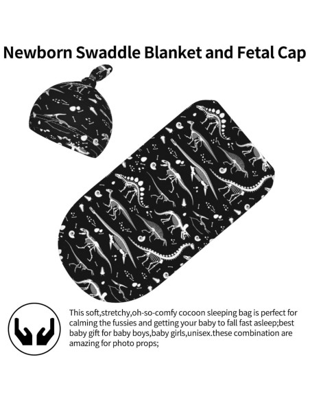 Manta Envueltos Bebés Ykklima Dinosaurio 53x29 cm con Sombrero