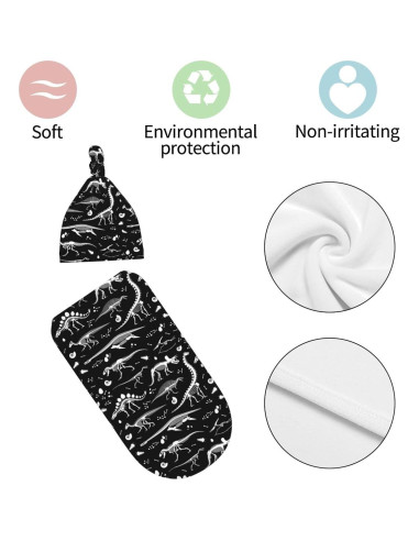 Manta Envueltos Bebés Ykklima Dinosaurio 53x29 cm con Sombrero