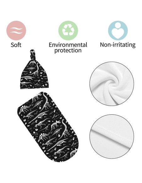 Manta Envueltos Bebés Ykklima Dinosaurio 53x29 cm con Sombrero