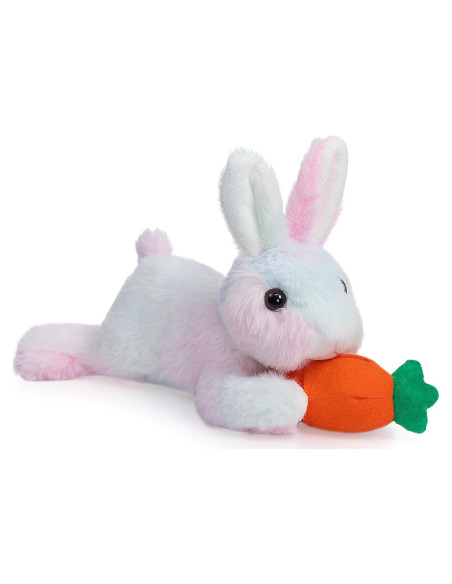 Conejo de Peluche HollyHOME 25.4 cm con Zanahoria Arcoíris