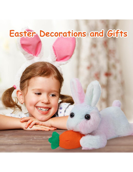 Conejo de Peluche HollyHOME 25.4 cm con Zanahoria Arcoíris