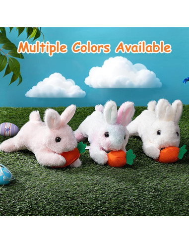 Conejo de Peluche HollyHOME 25.4 cm con Zanahoria Arcoíris