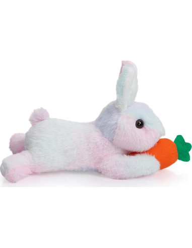 Conejo de Peluche HollyHOME 25.4 cm con Zanahoria Arcoíris