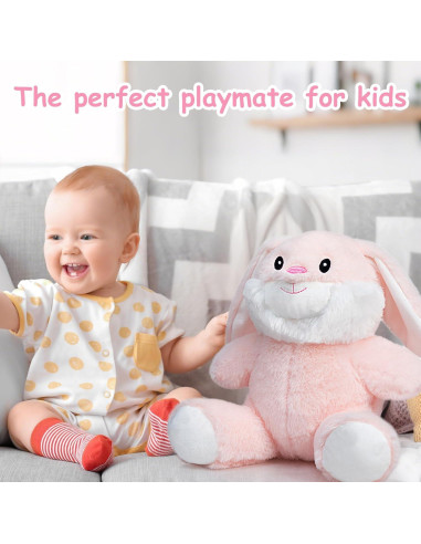 Conejo de Peluche HollyHOME 25cm Rosa Suave para Niños