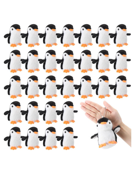 30 Mini Pingüinos de Peluche Motionchic 13 cm Negros