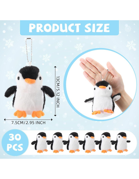 30 Mini Pingüinos de Peluche Motionchic 13 cm Negros