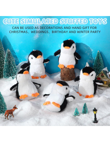 30 Mini Pingüinos de Peluche Motionchic 13 cm Negros